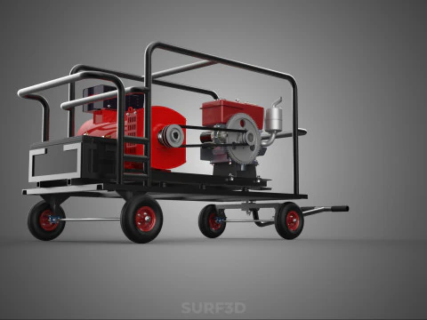 COMPACT DIESEL ENGINE SINGLE CYLINDER POWER GENERATOR SET GENSET 3D Model