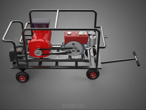 COMPACT DIESEL ENGINE SINGLE CYLINDER POWER GENERATOR SET GENSET 3D Model