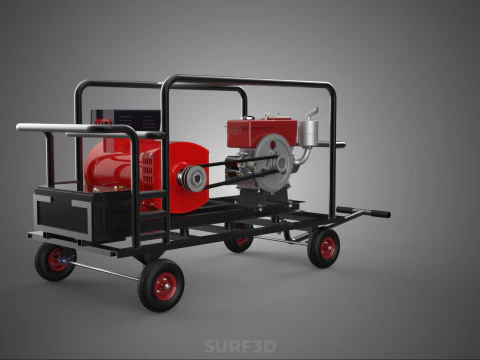 COMPACT DIESEL ENGINE SINGLE CYLINDER POWER GENERATOR SET GENSET 3D Model