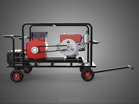 COMPACT DIESEL ENGINE SINGLE CYLINDER POWER GENERATOR SET GENSET 3D Model