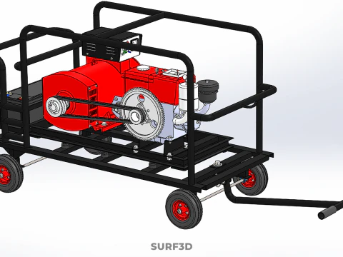 COMPACT DIESEL ENGINE SINGLE CYLINDER POWER GENERATOR SET GENSET 3D Model