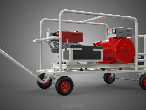 डीजल स्वचालित इलेक्ट्रिक मोटर स्टार्टर डायनमो फ्लाईव्हील जेनसेट 3D मॉडल