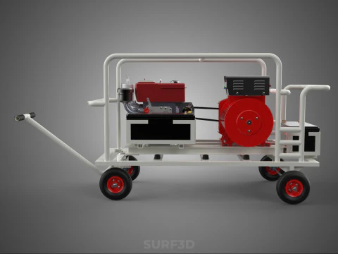 डीजल स्वचालित इलेक्ट्रिक मोटर स्टार्टर डायनमो फ्लाईव्हील जेनसेट 3D मॉडल