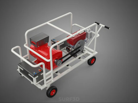 डीजल स्वचालित इलेक्ट्रिक मोटर स्टार्टर डायनमो फ्लाईव्हील जेनसेट 3D मॉडल