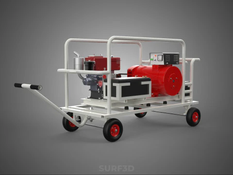 डीजल स्वचालित इलेक्ट्रिक मोटर स्टार्टर डायनमो फ्लाईव्हील जेनसेट 3D मॉडल