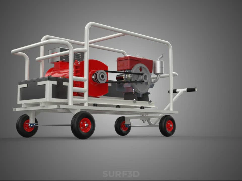 डीजल स्वचालित इलेक्ट्रिक मोटर स्टार्टर डायनमो फ्लाईव्हील जेनसेट 3D मॉडल