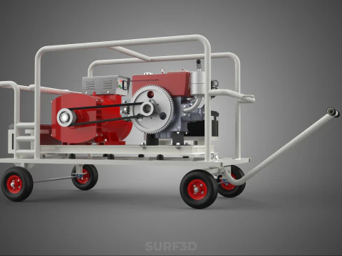 डीजल स्वचालित इलेक्ट्रिक मोटर स्टार्टर डायनमो फ्लाईव्हील जेनसेट 3D मॉडल