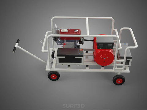 डीजल स्वचालित इलेक्ट्रिक मोटर स्टार्टर डायनमो फ्लाईव्हील जेनसेट 3D मॉडल