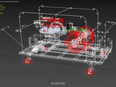 डीजल स्वचालित इलेक्ट्रिक मोटर स्टार्टर डायनमो फ्लाईव्हील जेनसेट 3D मॉडल