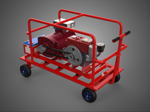 标准柴油机发电机组移动手推车 3D 模型