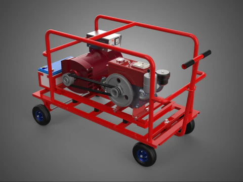 मानक डीजल इंजन पावर जेनरेटर सेट मोबाइल ट्रॉली कार्ट 3D मॉडल