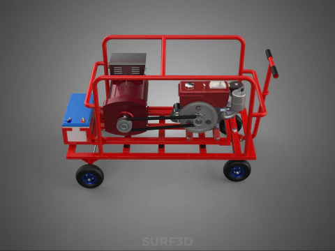 STANDARD DIESEL ENGINE POWER GENERATOR SET MOBILE TROLLEY CART 3D Model