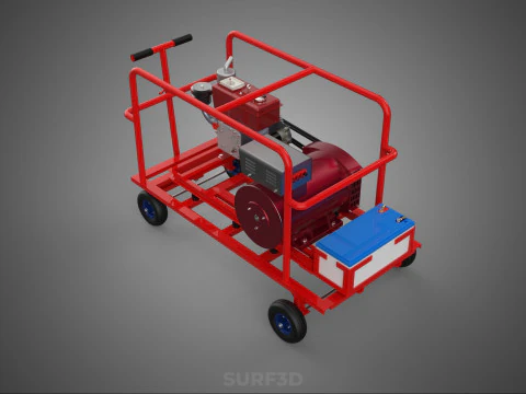 STANDARD DIESEL ENGINE POWER GENERATOR SET MOBILE TROLLEY CART 3D Model