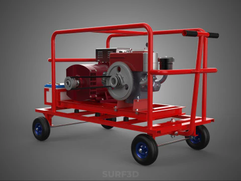 STANDARD DIESEL ENGINE POWER GENERATOR SET MOBILE TROLLEY CART 3D Model