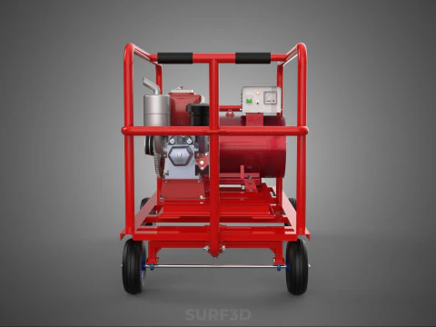 STANDARD DIESEL ENGINE POWER GENERATOR SET MOBILE TROLLEY CART 3D Model
