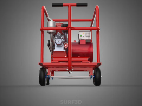 STANDARD DIESEL ENGINE POWER GENERATOR SET MOBILE TROLLEY CART 3D Model