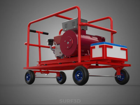 STANDARD DIESEL ENGINE POWER GENERATOR SET MOBILE TROLLEY CART 3D Model