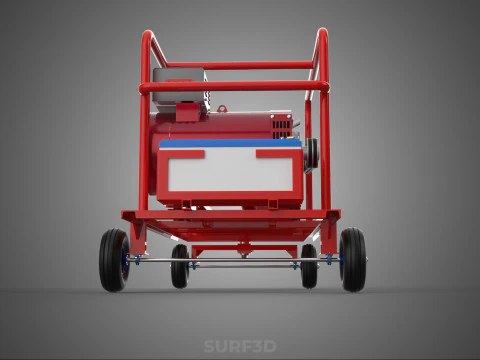 STANDARD DIESEL ENGINE POWER GENERATOR SET MOBILE TROLLEY CART 3D Model