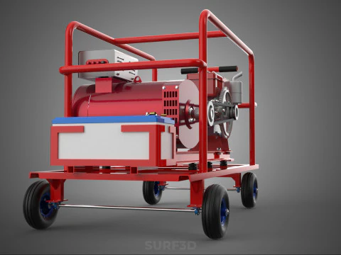 STANDARD DIESEL ENGINE POWER GENERATOR SET MOBILE TROLLEY CART 3D Model