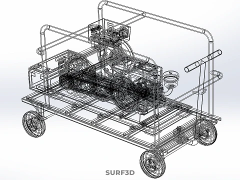 STANDARD DIESEL ENGINE POWER GENERATOR SET MOBILE TROLLEY CART 3D Model