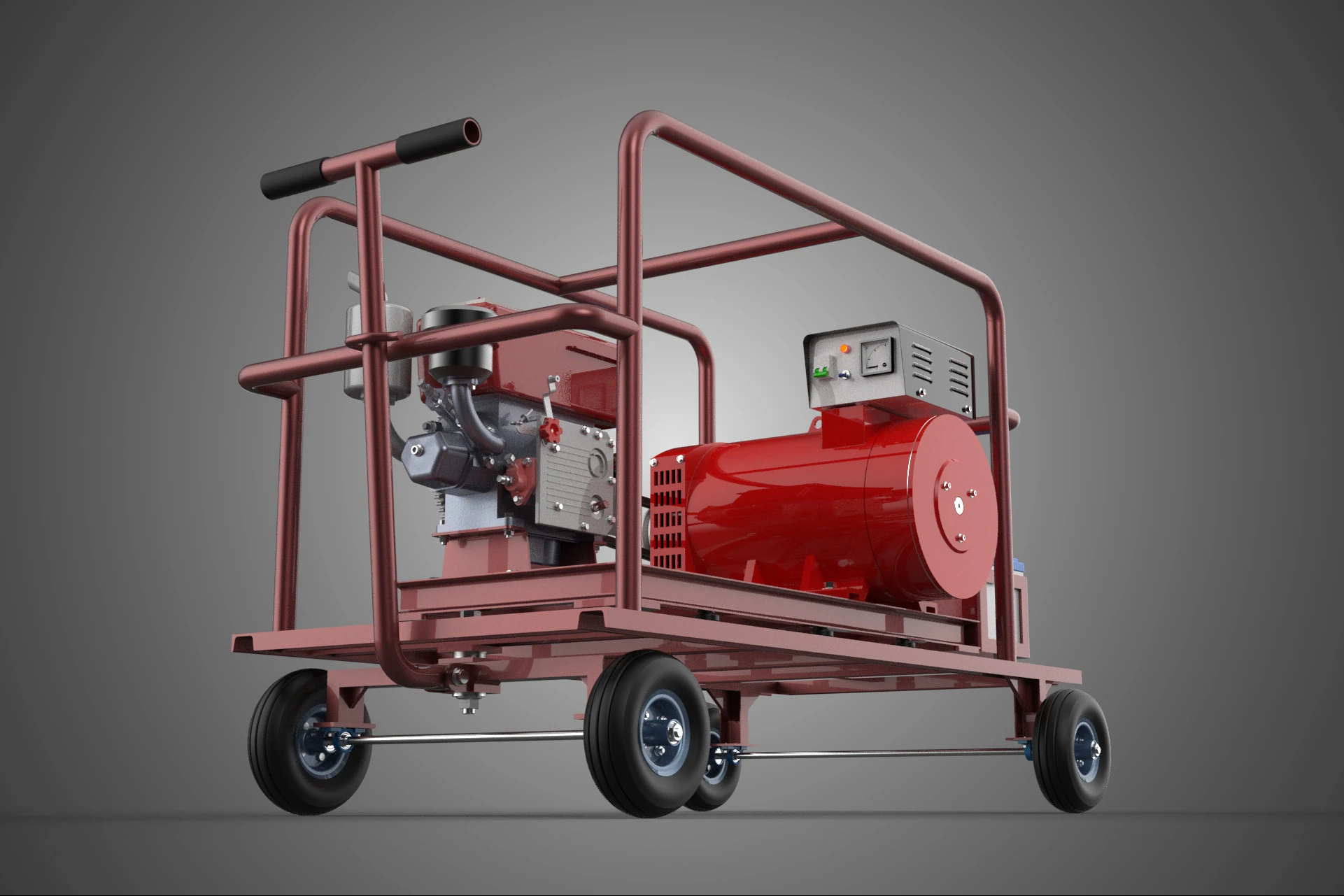 SMALL SCALE POWER PLANT MOBILE GENERATOR CART SET GENSET DIESEL 3D Model .c4d .max .obj .3ds .fbx .stl .blend 