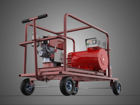 SMALL SCALE POWER PLANT MOBILE GENERATOR CART SET GENSET DIESEL 3D Model