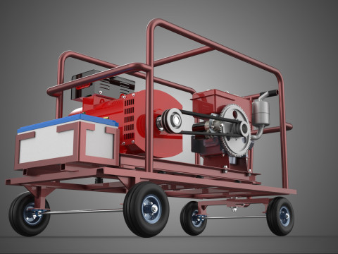 SMALL SCALE POWER PLANT MOBILE GENERATOR CART SET GENSET DIESEL 3D Model