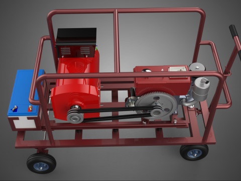 SMALL SCALE POWER PLANT MOBILE GENERATOR CART SET GENSET DIESEL 3D Model