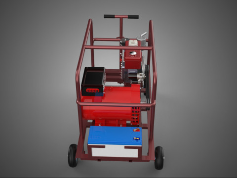 SMALL SCALE POWER PLANT MOBILE GENERATOR CART SET GENSET DIESEL 3D Model