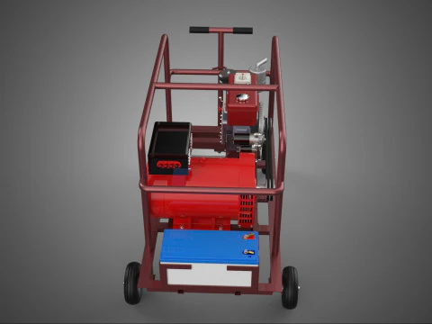 SMALL SCALE POWER PLANT MOBILE GENERATOR CART SET GENSET DIESEL 3D Model