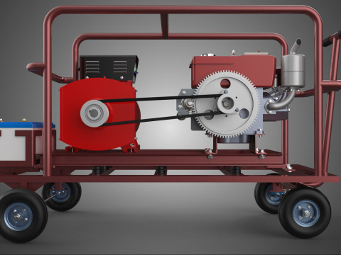 SMALL SCALE POWER PLANT MOBILE GENERATOR CART SET GENSET DIESEL 3D Model