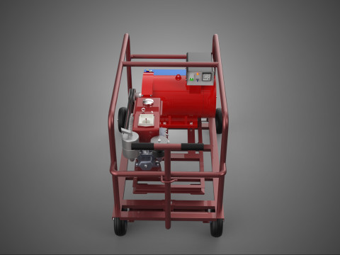 SMALL SCALE POWER PLANT MOBILE GENERATOR CART SET GENSET DIESEL 3D Model