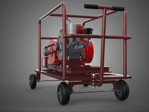 SMALL SCALE POWER PLANT MOBILE GENERATOR CART SET GENSET DIESEL 3D Model