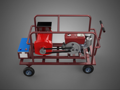 SMALL SCALE POWER PLANT MOBILE GENERATOR CART SET GENSET DIESEL 3D Model