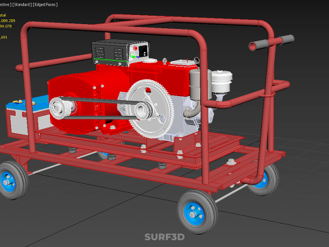 SMALL SCALE POWER PLANT MOBILE GENERATOR CART SET GENSET DIESEL 3D Model