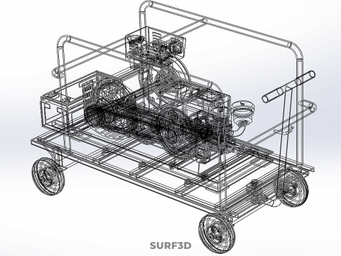 SMALL SCALE POWER PLANT MOBILE GENERATOR CART SET GENSET DIESEL 3D Model