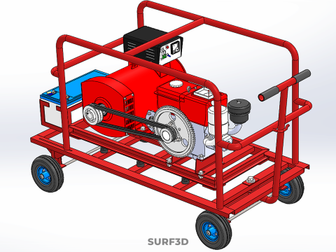 SMALL SCALE POWER PLANT MOBILE GENERATOR CART SET GENSET DIESEL 3D Model