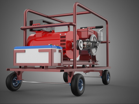 SMALL SCALE POWER PLANT MOBILE GENERATOR CART SET GENSET DIESEL 3D Model