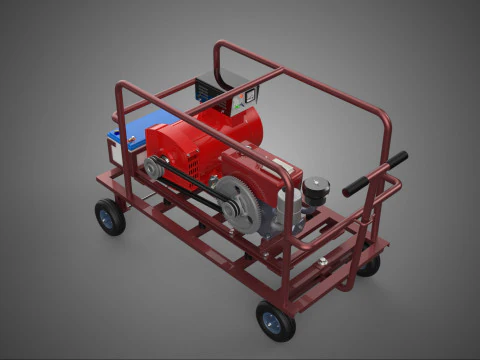 SMALL SCALE POWER PLANT MOBILE GENERATOR CART SET GENSET DIESEL 3D Model