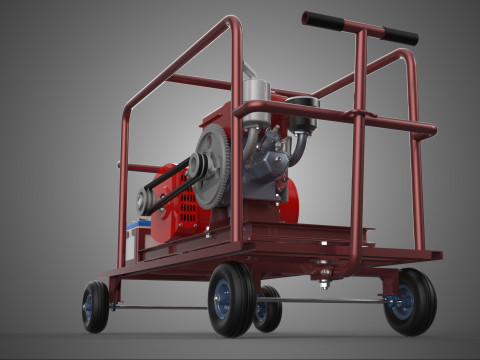 SMALL SCALE POWER PLANT MOBILE GENERATOR CART SET GENSET DIESEL 3D Model