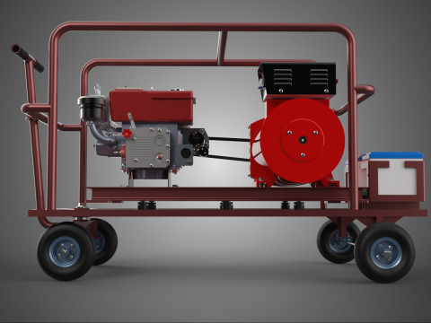 SMALL SCALE POWER PLANT MOBILE GENERATOR CART SET GENSET DIESEL 3D Model