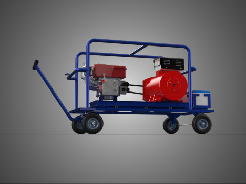 MOBILNY ZESTAW GENERATORA DIESLA ZESTAW GENERATORA Z UCHWYTEM PCHANYM W&Oacute;ZEK Model 3D