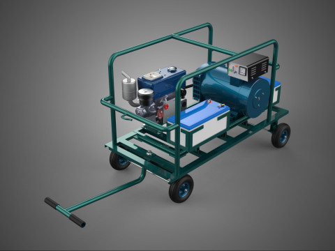 CART TURBINE POWER GENERATOR SET DIESELMOTOR LICHTMASCHINE DYNAMO 3D Modell
