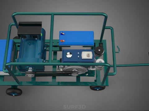 CONJUNTO GERADOR DE ENERGIA DE TURBINA CARRINHO MOTOR DIESEL ALTERNADOR D&Iacute;NAMO Modelo 3D