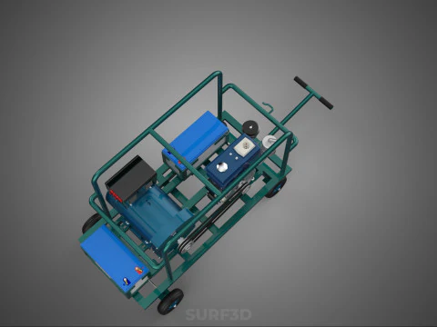 CONJUNTO GERADOR DE ENERGIA DE TURBINA CARRINHO MOTOR DIESEL ALTERNADOR D&Iacute;NAMO Modelo 3D