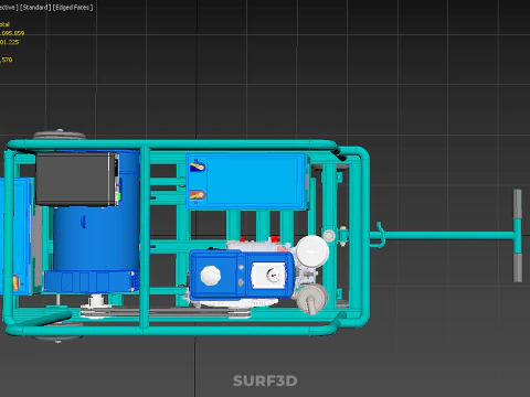 CONJUNTO GERADOR DE ENERGIA DE TURBINA CARRINHO MOTOR DIESEL ALTERNADOR D&Iacute;NAMO Modelo 3D