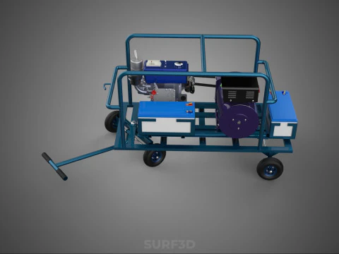 ALTERNATOR DYNAMO DIESEL ENGINE POWER GENERATOR SET GENSET MOTOR 3D Model