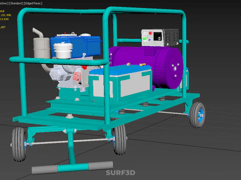 ALTERNATOR DYNAMO DIESEL ENGINE POWER GENERATOR SET GENSET MOTOR 3D Model