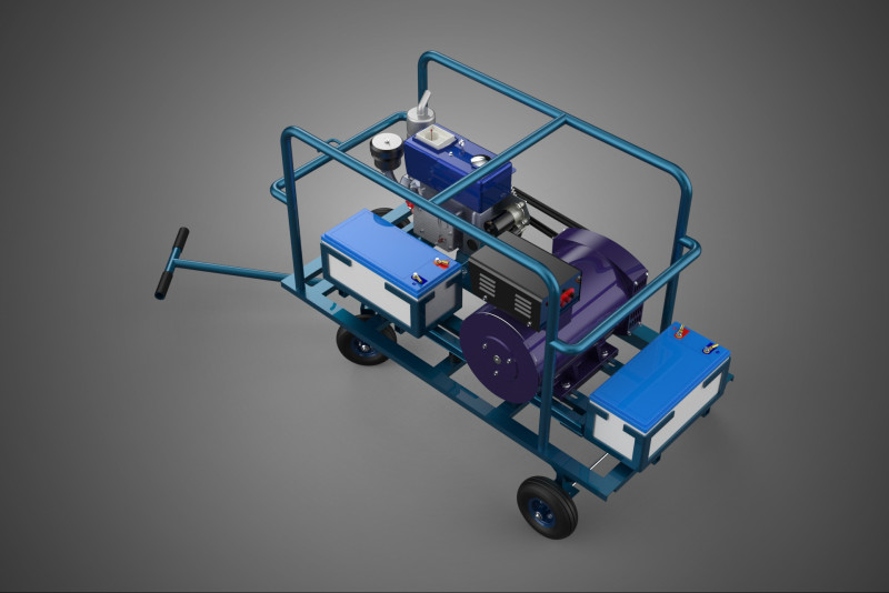 CHARIOT UTILITAIRE À ROUES MOTEUR GÉNÉRATEUR DE BANQUES D'ALIMENTATION À DOUBLE BATTERIE Modèle 3D .c4d .max .obj .3ds .fbx .stl .blend