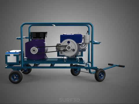 CHARIOT UTILITAIRE &Agrave; ROUES MOTEUR G&Eacute;N&Eacute;RATEUR DE BANQUES D'ALIMENTATION &Agrave; DOUBLE BATTERIE Modèle 3D
